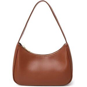 Women’s Brown Cute Hobo Tote Handbag Mini Clutch Purse with Zipper Closure